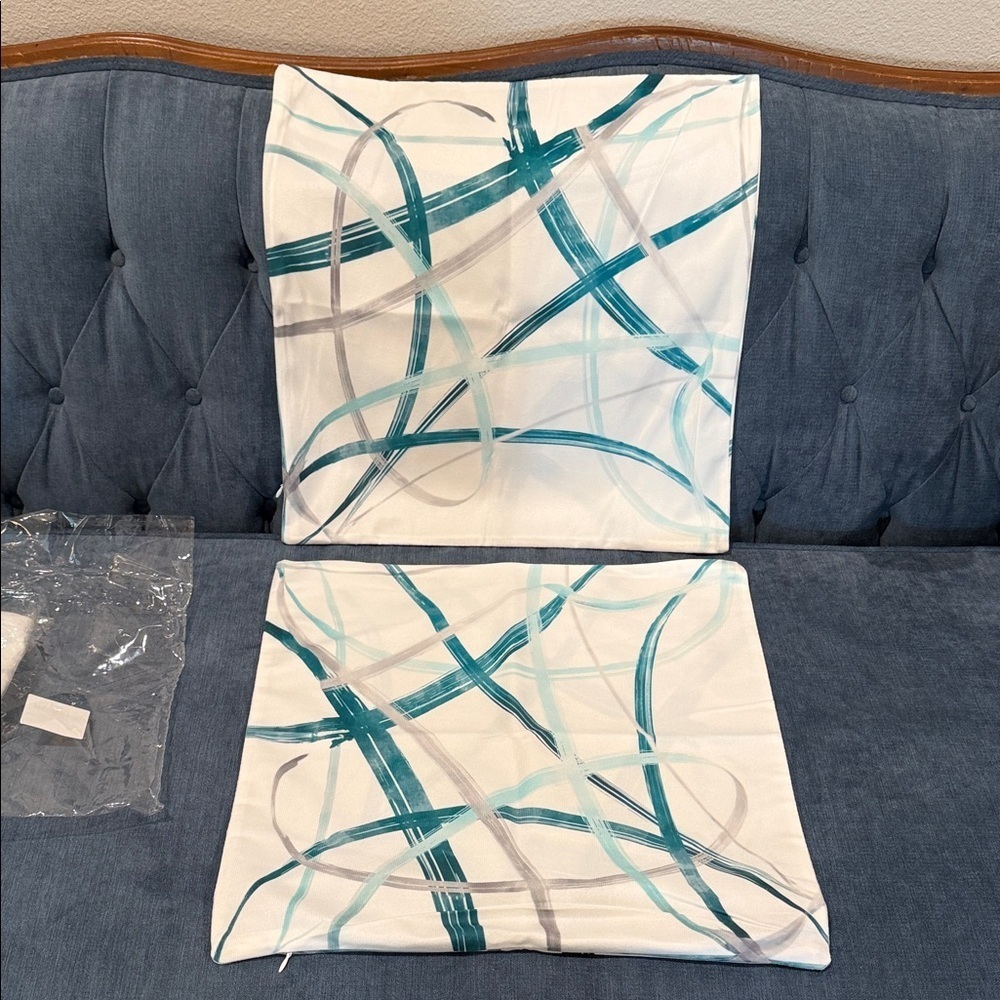 CaliTime Throw Pillow Covers (2) Cozy and Soft w/Abstract Arc-Shaped Lines New